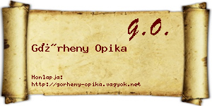 Görheny Opika névjegykártya